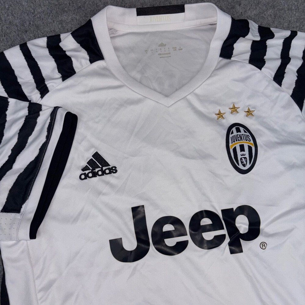 Adidas Juventus Soccer Jersey Mens Large White Black Jeep Climacool Cuadrado #7